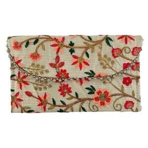Women’s Handmade Floral Embroidered Traditional Indian Wedding Clutch Purse
